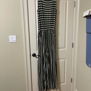 Olive green/white stripped pant jumper